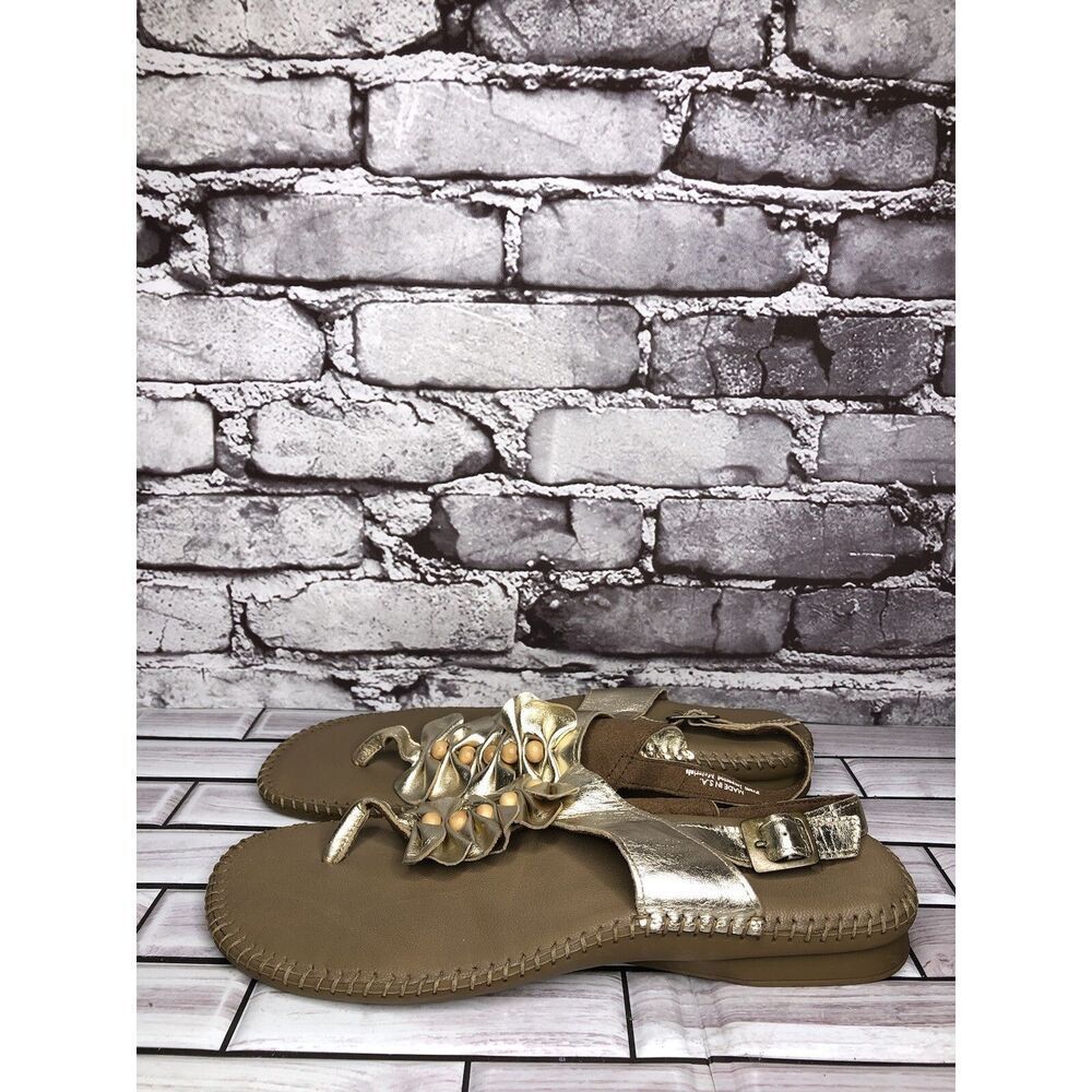 Soul of Africa Brown Leather Flower Ruffle Slingback Sandals Women’s 11M US/42EU